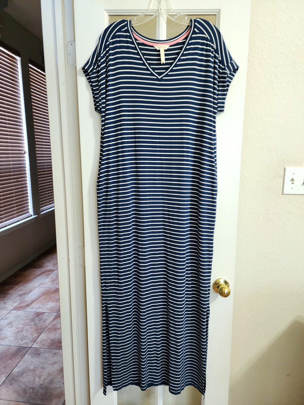 Matilda Jane Set Sail Striped Maxi Dress Navy White Small 27641D